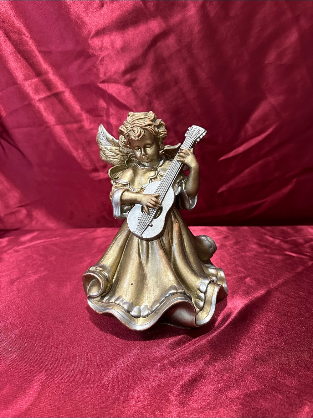 Vintage Made in Italy Angel Figurine Playing Guitar 8" Cherub Statue